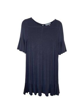 Anthropologie Charcoal Keyhole Ruffle Hem Dress, S Petite